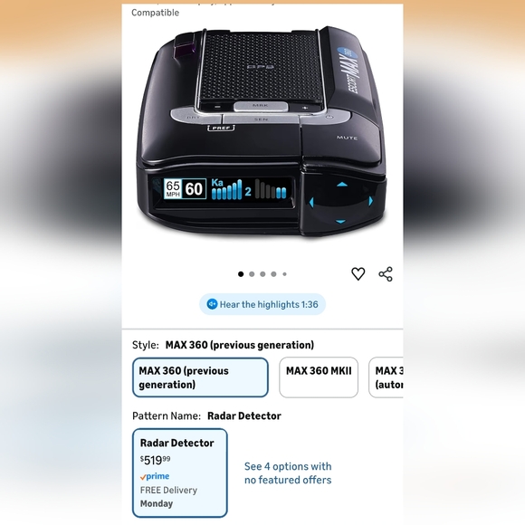 Escort Max360 Radar Detector - Picture 4 of 7
